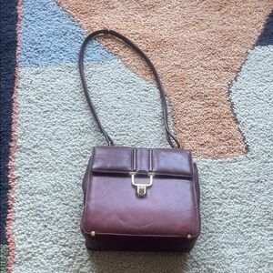 Vintage Maroon Leather Shoulder Bag